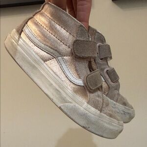 VANS Kids Sk8-Mid Reissue V Metallic Shoe ROSE GOLD SIZE 12